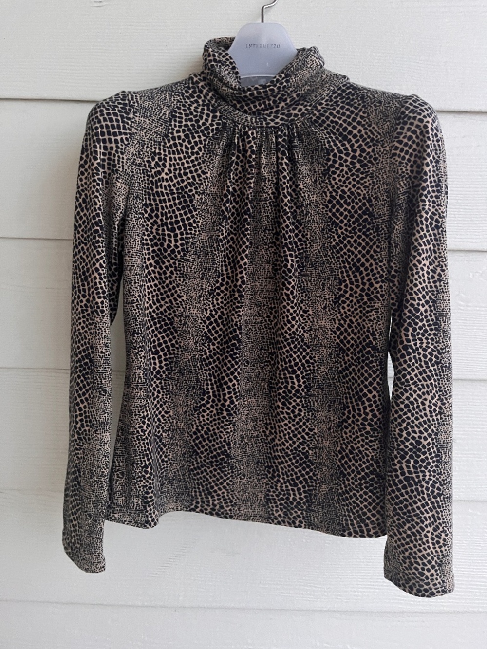 Vintage Due Per Due Snakeskin Cowl Neck Top PS Rayon Tencel Python Blouse Y2K